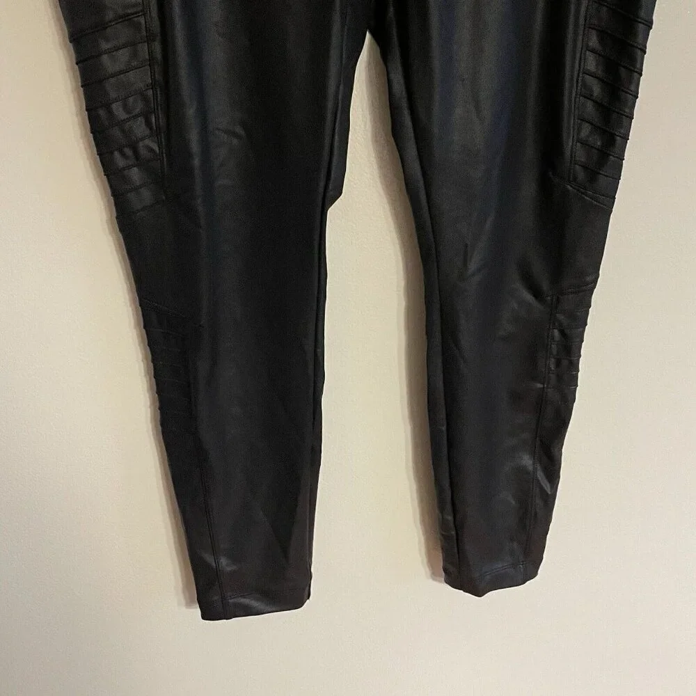 Athleta Women XL Black Athleisure High Rise Ankle Zip Delancey Gleam Moto Tight